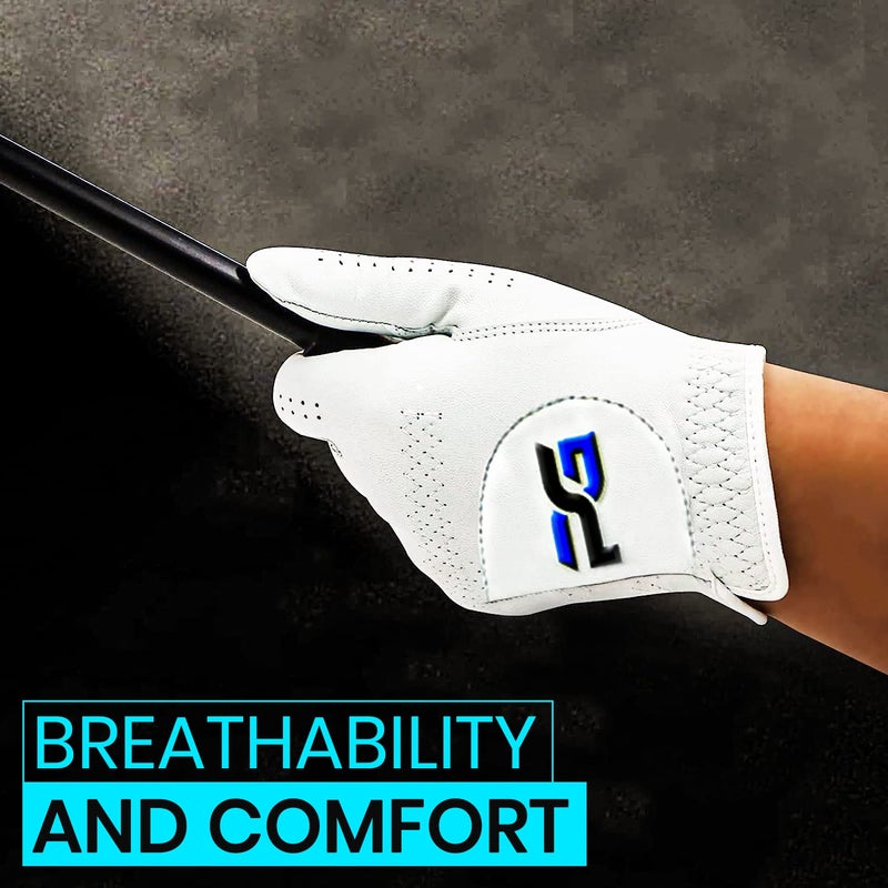 PG Golf Gloves (5 Pack) Cabretta Leather  Premium Quality Mens Golf Gloves  Left Hand Gloves for Right Handed Golfers (Medium) - Image 5